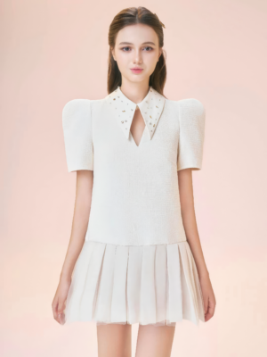 Ivory Pleat Dress 1